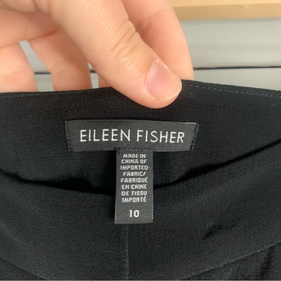 Eileen Fisher Womens Black Pleated Crepe Straight Dress Pants Trousers Tencel 10 - Picture 6 of 13
